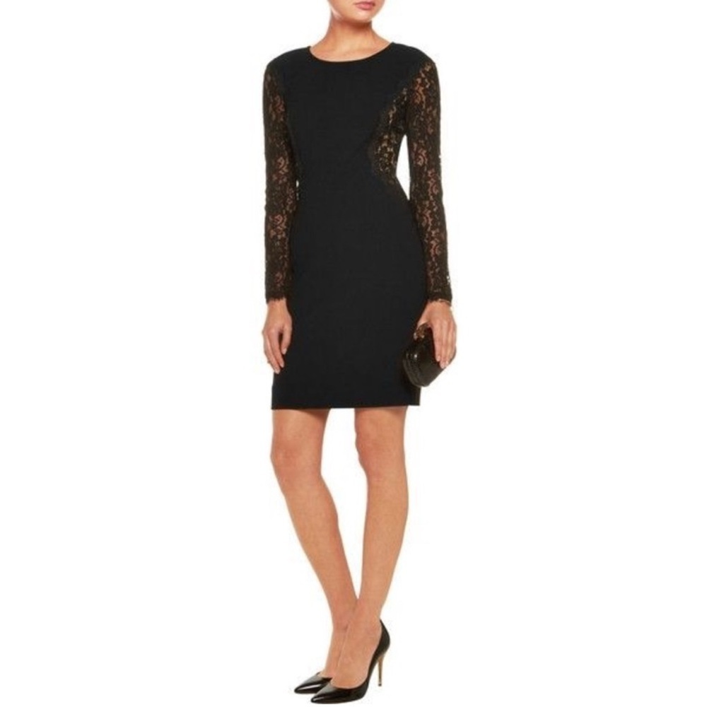 NWT DIANE VON‎ FURSTENBERG Lace India Dress In Black, Size 4
